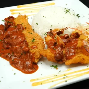 Fried Fish Prawns With Chilli And Bean Sauce